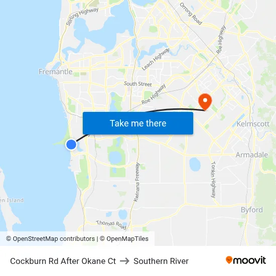 Cockburn Rd After Okane Ct to Southern River map