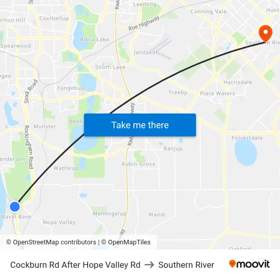 Cockburn Rd After Hope Valley Rd to Southern River map