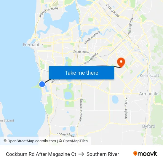 Cockburn Rd After Magazine Ct to Southern River map