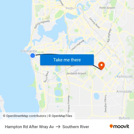 Hampton Rd After Wray Av to Southern River map