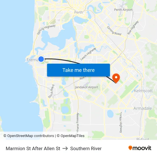 Marmion St After Allen St to Southern River map