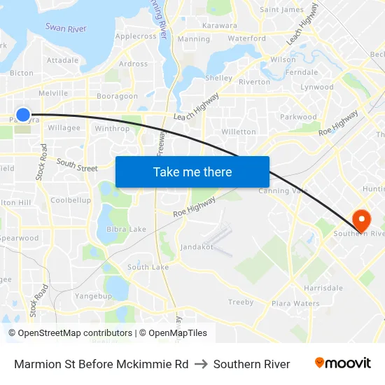 Marmion St Before Mckimmie Rd to Southern River map