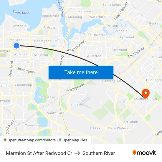 Marmion St After Redwood Cr to Southern River map