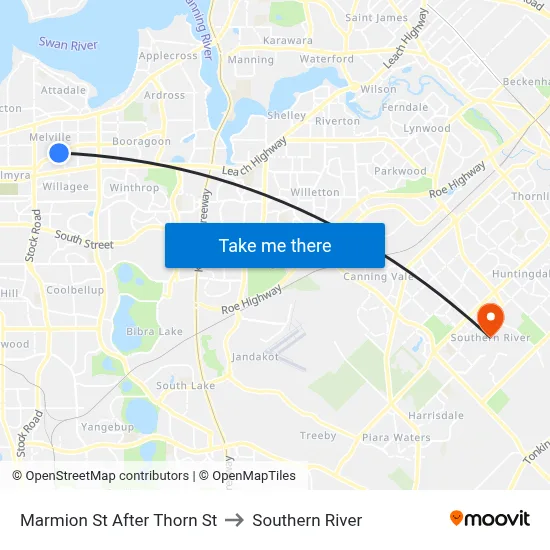 Marmion St After Thorn St to Southern River map