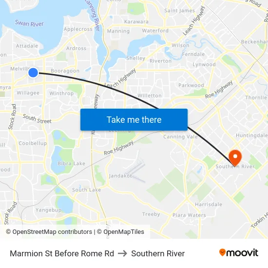 Marmion St Before Rome Rd to Southern River map