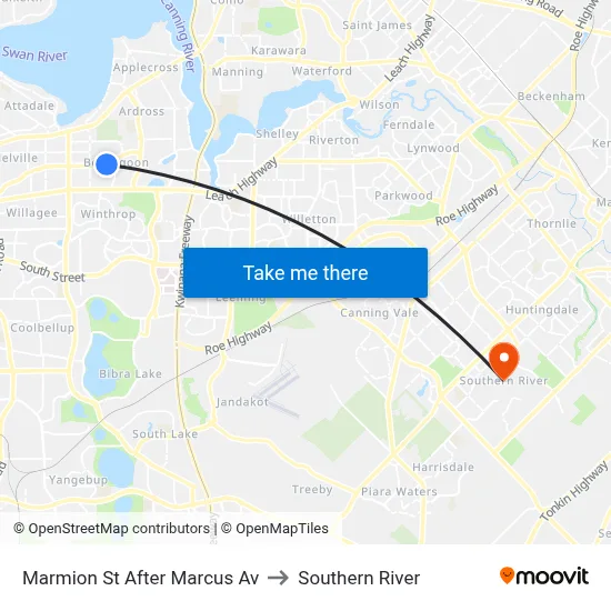 Marmion St After Marcus Av to Southern River map