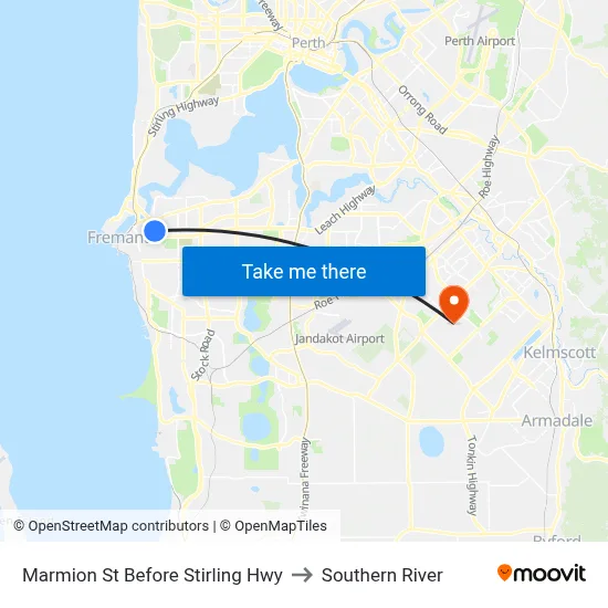 Marmion St Before Stirling Hwy to Southern River map