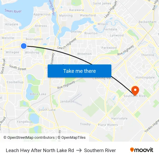 Leach Hwy After North Lake Rd to Southern River map