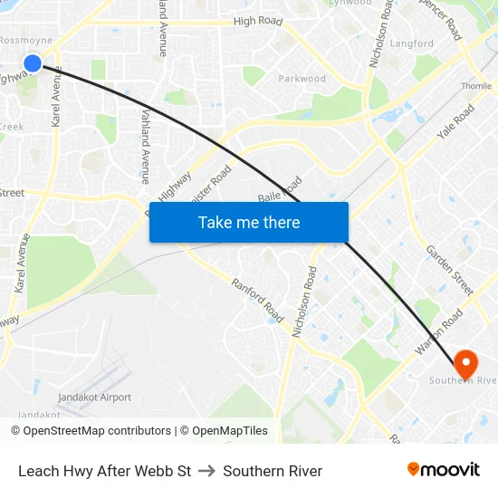 Leach Hwy After Webb St to Southern River map