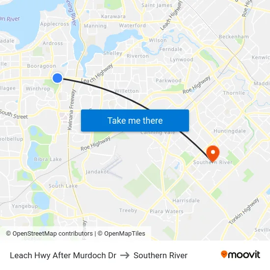 Leach Hwy After Murdoch Dr to Southern River map