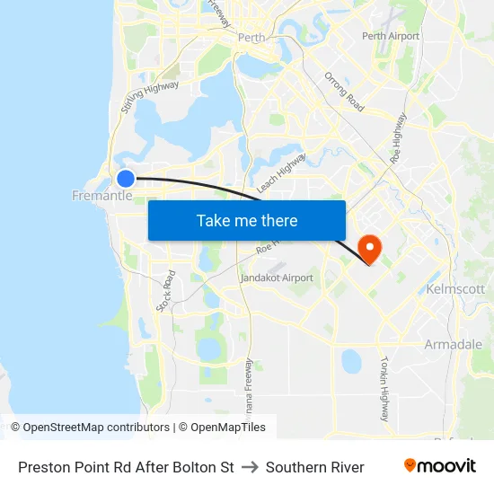 Preston Point Rd After Bolton St to Southern River map