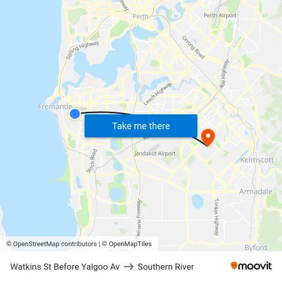 Watkins St Before Yalgoo Av to Southern River map