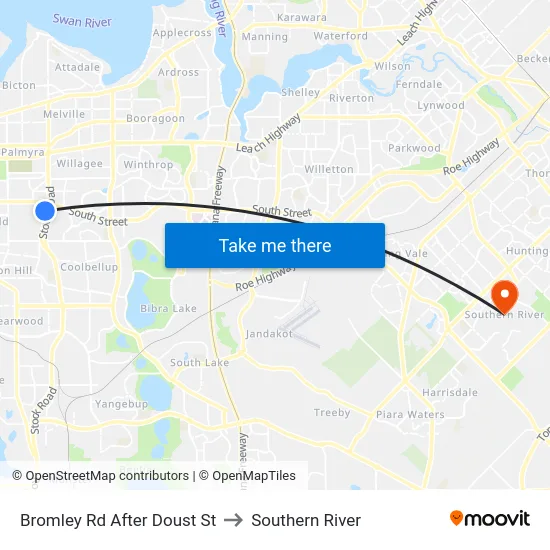 Bromley Rd After Doust St to Southern River map