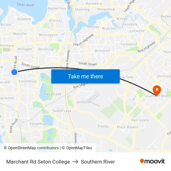 Marchant Rd Seton College to Southern River map