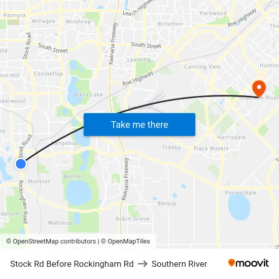 Stock Rd Before Rockingham Rd to Southern River map