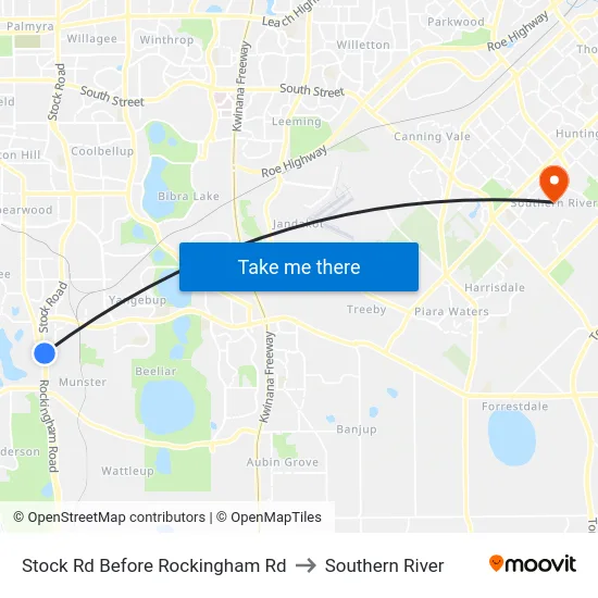 Stock Rd Before Rockingham Rd to Southern River map