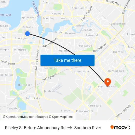 Riseley St Before Almondbury Rd to Southern River map