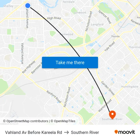 Vahland Av Before Kareela Rd to Southern River map