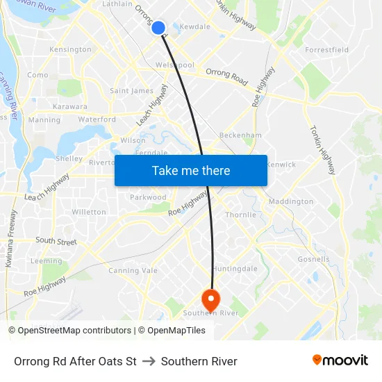Orrong Rd After Oats St to Southern River map