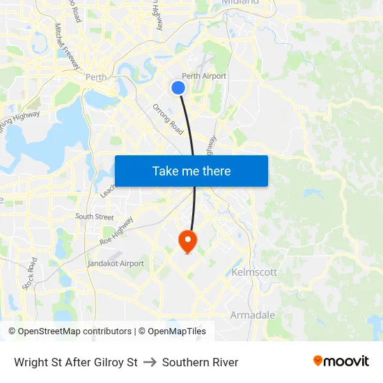 Wright St After Gilroy St to Southern River map