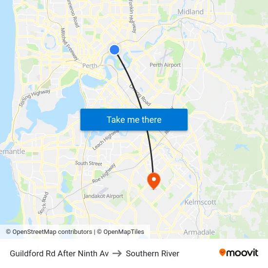 Guildford Rd After Ninth Av to Southern River map