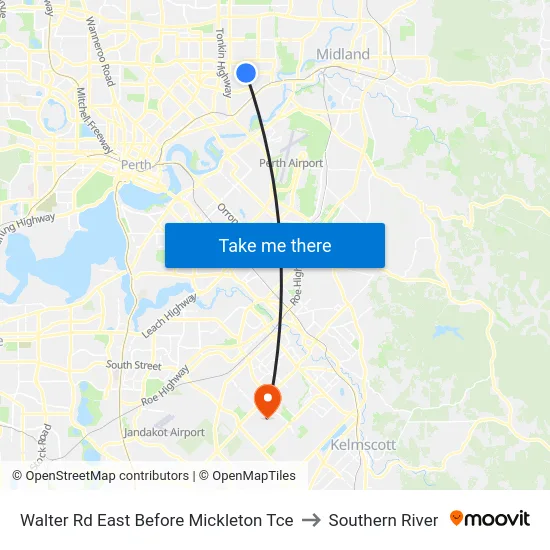 Walter Rd East Before Mickleton Tce to Southern River map