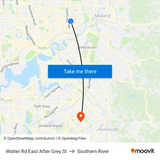 Walter Rd East After Grey St to Southern River map