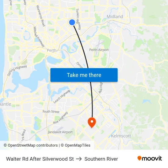 Walter Rd After Silverwood St to Southern River map