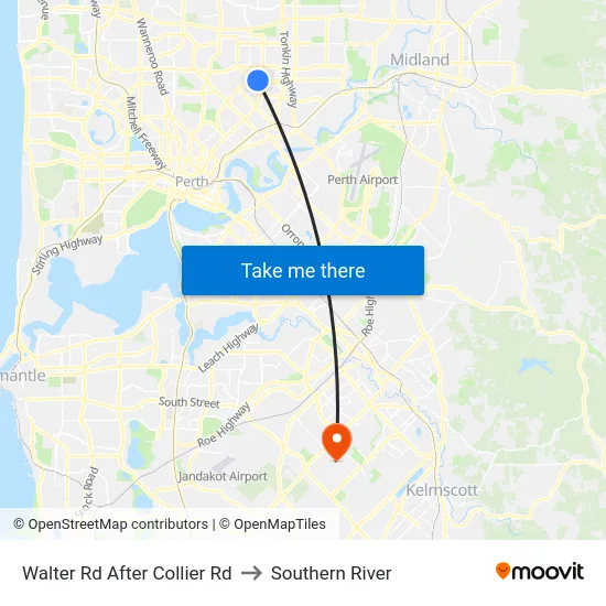 Walter Rd After Collier Rd to Southern River map