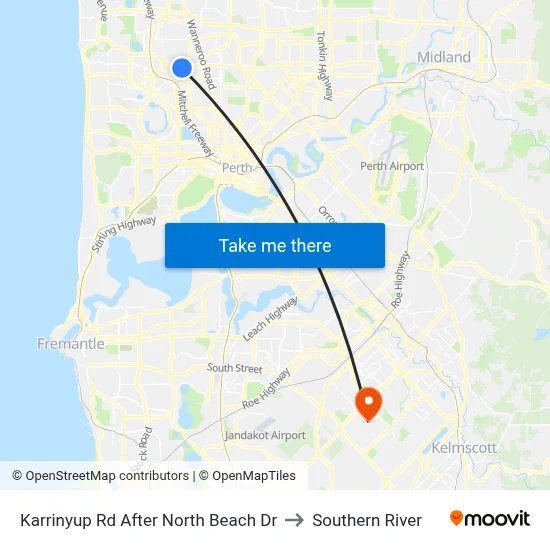 Karrinyup Rd After North Beach Dr to Southern River map