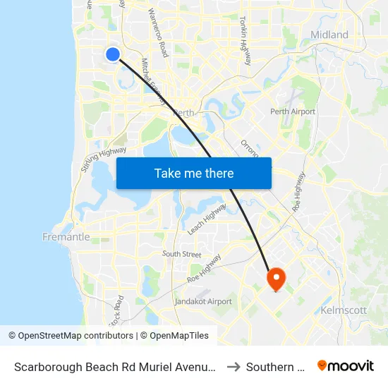 Scarborough Beach Rd Muriel Avenue Cat Id 8 to Southern River map