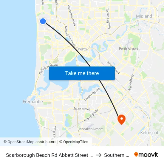 Scarborough Beach Rd Abbett Street Cat Id 16 to Southern River map