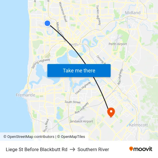 Liege St Before Blackbutt Rd to Southern River map