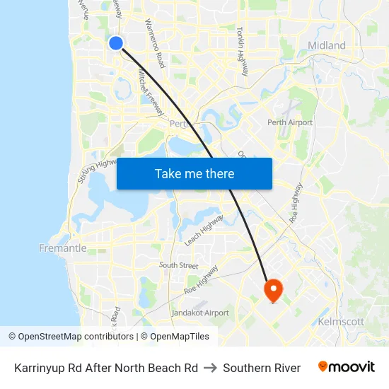 Karrinyup Rd After North Beach Rd to Southern River map