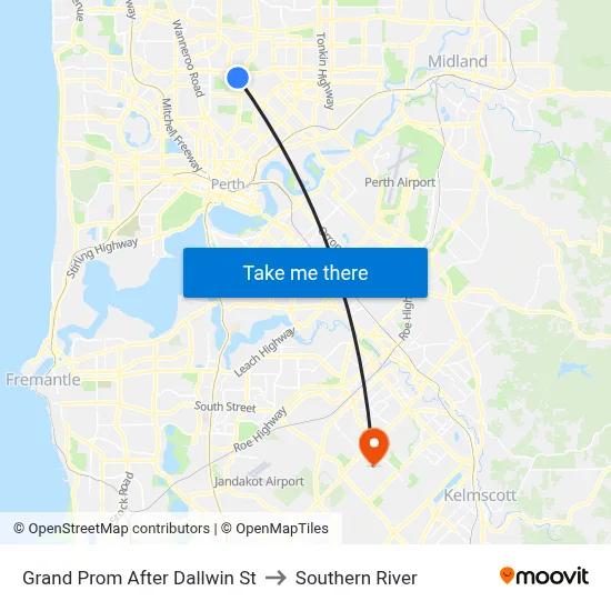 Grand Prom After Dallwin St to Southern River map