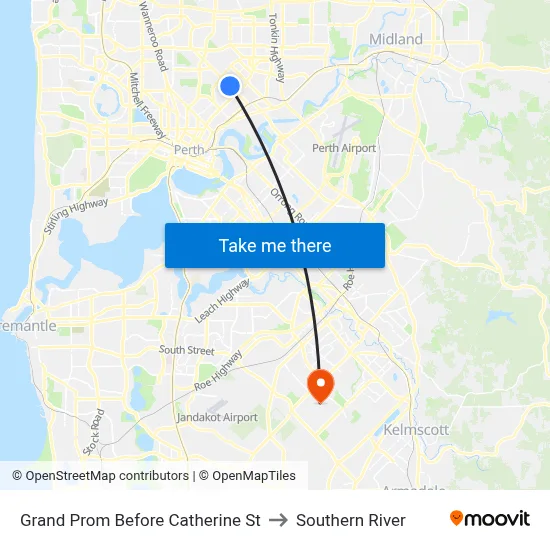 Grand Prom Before Catherine St to Southern River map