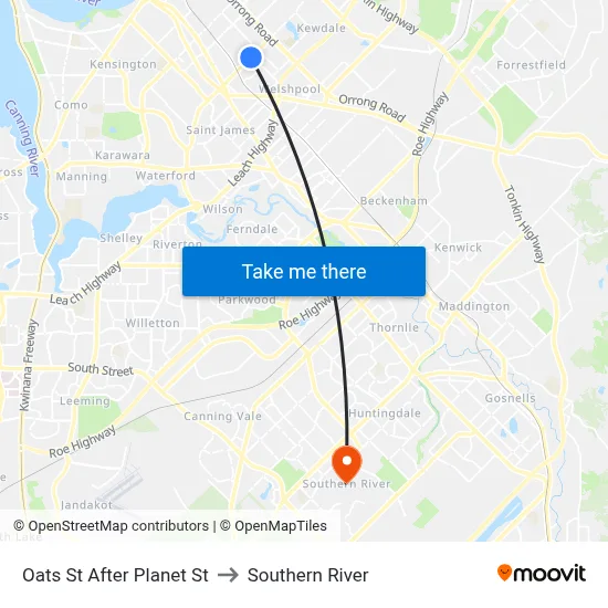 Oats St After Planet St to Southern River map