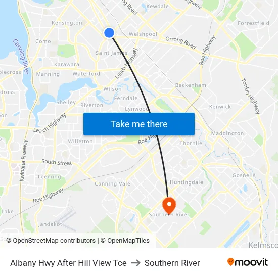 Albany Hwy After Hill View Tce to Southern River map