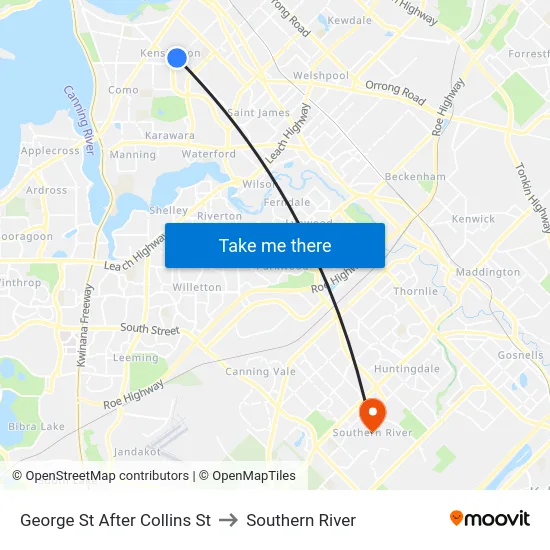 George St After Collins St to Southern River map