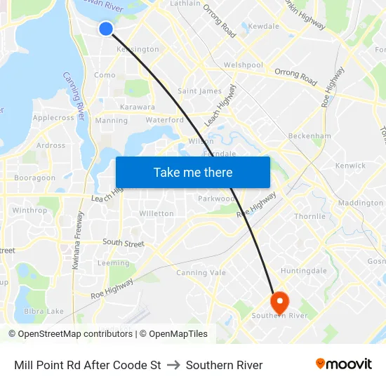 Mill Point Rd After Coode St to Southern River map