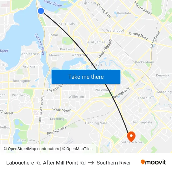 Labouchere Rd After Mill Point Rd to Southern River map