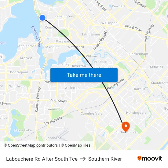 Labouchere Rd After South Tce to Southern River map
