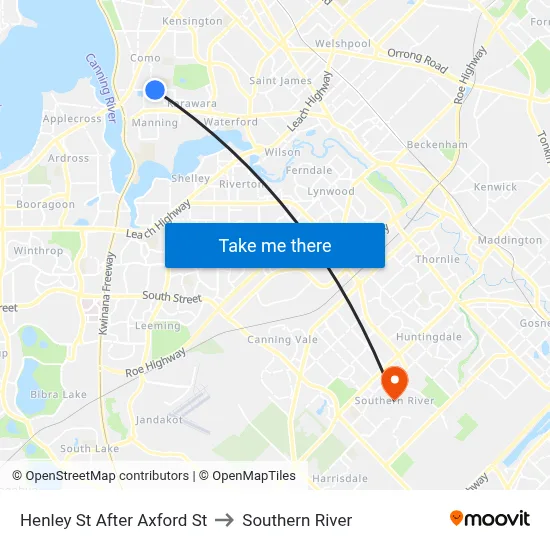Henley St After Axford St to Southern River map