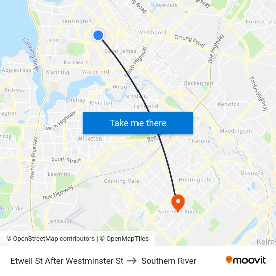 Etwell St After Westminster St to Southern River map