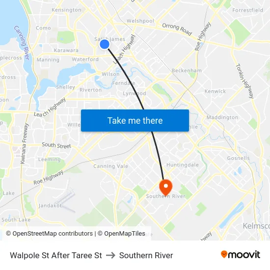 Walpole St After Taree St to Southern River map