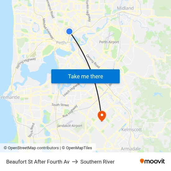 Beaufort St After Fourth Av to Southern River map