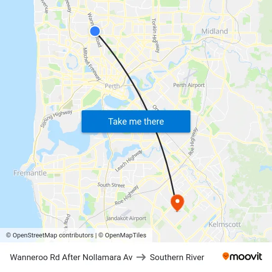 Wanneroo Rd After Nollamara Av to Southern River map