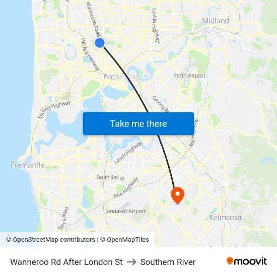 Wanneroo Rd After London St to Southern River map