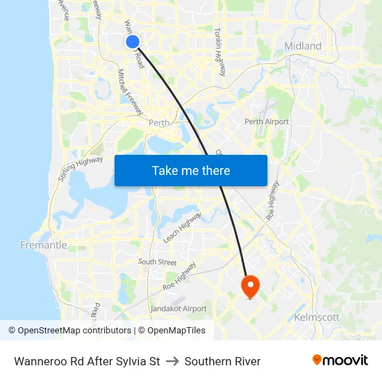 Wanneroo Rd After Sylvia St to Southern River map