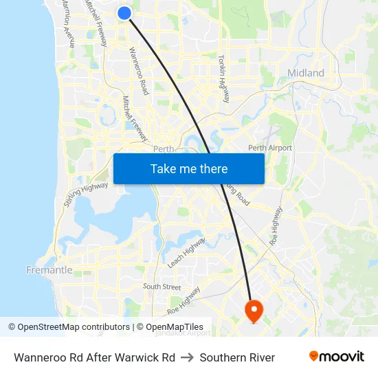 Wanneroo Rd After Warwick Rd to Southern River map